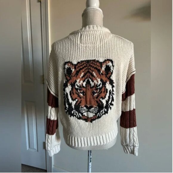 Anthropologie pilcro Tiger cable knit icon zip up sweater size XS - Picture 5 of 11